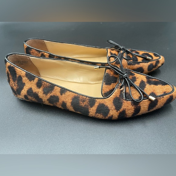 Talbots Women Classic Leopard Francesca Bow Slip On Pointed Toe Flats Size 6.5 M - Picture 2 of 9